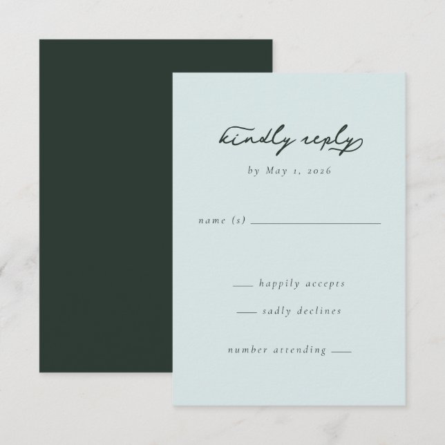 Elegant Green Blue RSVP Card (Front/Back)
