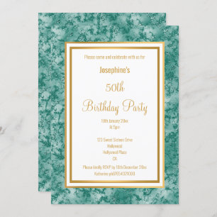 ELEGANT GREEN BORDER MARBLE BIRTHDAY INVITATION