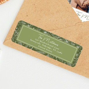 Elegant Green Botanical Christmas Address Return Label
