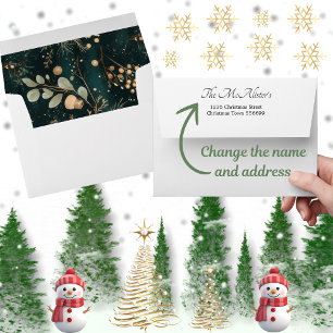 Elegant Green Botanical Christmas Envelope
