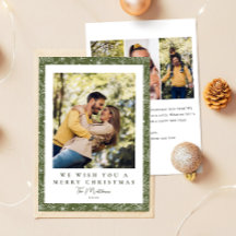 Elegant Green Botanical Greenery Photo Christmas