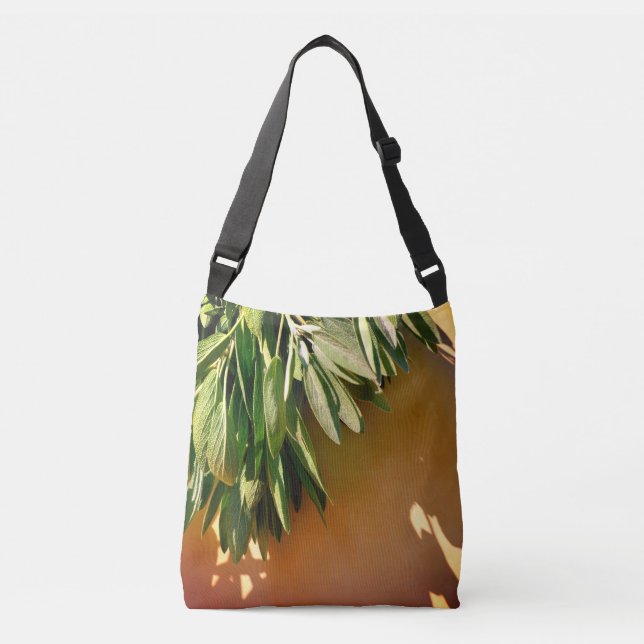 Elegant green botanical leaves Fresh-cut herbs Crossbody Bag (Front)