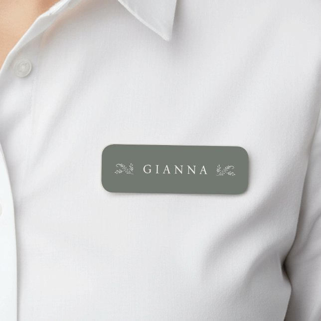 Elegant Green Botanical Name Tag (Creator Uploaded)