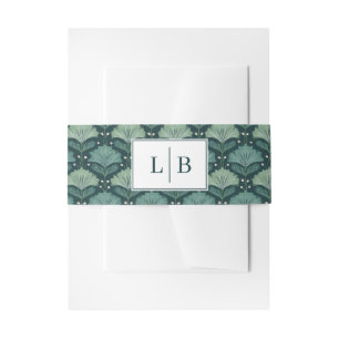 Elegant Green Botanical Pattern Invitation Belly Band