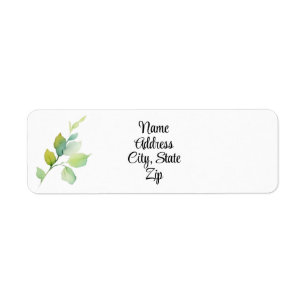 Elegant green botanical watercolor wildflowers  return address label