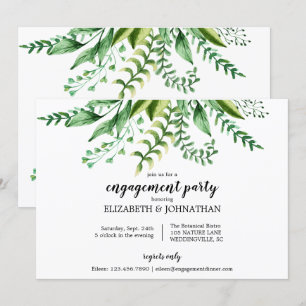 Elegant Green Botanical Wedding Engagement Party Invitation
