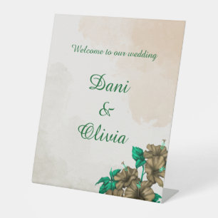 Elegant Green Botanical Wedding Welcome Sign