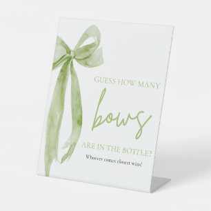 Elegant Green Bow Guess How Many Bows Game Pedestal Sign
