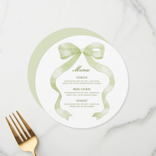 Elegant Green Bow Round Menu