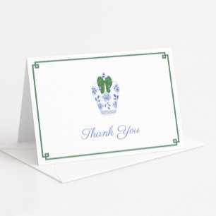 Elegant Green Bow Tartan Christmas Bridal Shower Thank You Card