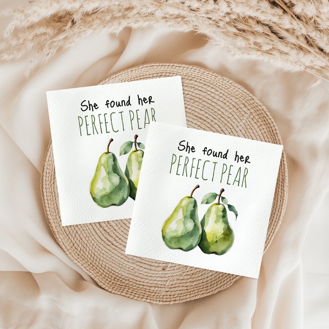Elegant Green Brunch Perfect Pear Bridal Shower Napkin (Creator Uploaded)