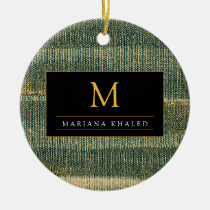 Elegant Green Brush with gold and black  Ceramic Ornament