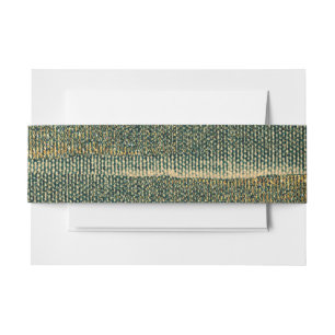 Elegant Green Brush with gold and black Invitation Belly Band