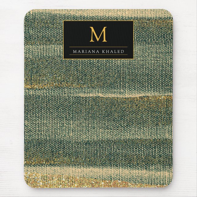 Elegant Green Brush with gold and black  Mouse Pad (Front)