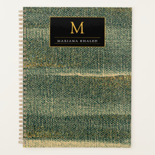 Elegant Green Brush with gold and black Planner