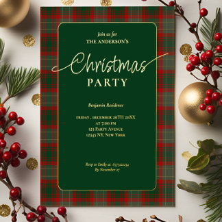Elegant Green Buffalo Plaid Christmas Party