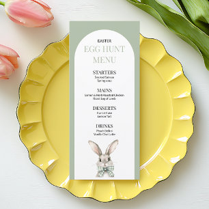 Elegant Green Bunny Watercolor Rabbit Egg Hunt Menu