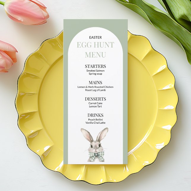 Elegant Green Bunny Watercolor Rabbit Egg Hunt Menu (Elegant Green Bunny Watercolor Rabbit Egg Hunt Menu)