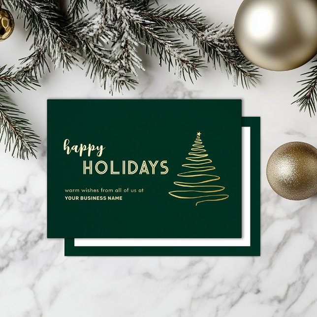 Elegant Green Business  Foil Holiday Card (Creator Uploaded)