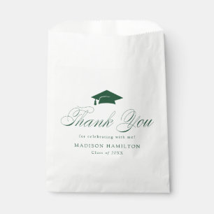 Elegant Green Calligraphy Graduation Thank You Favour Bag