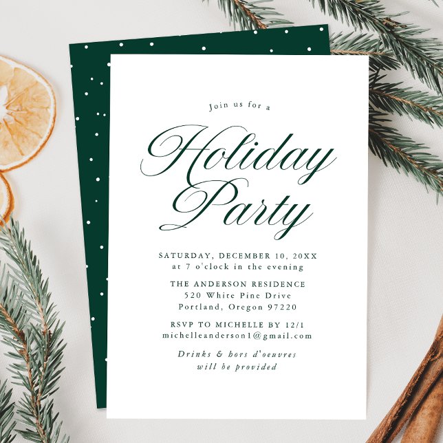Elegant Green Calligraphy Script Holiday Party Invitation (Creator Uploaded)