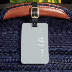 Elegant Green Calligraphy Script Monogram Name Luggage Tag