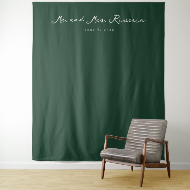 Elegant Green Calligraphy Tapestry (In Situ)