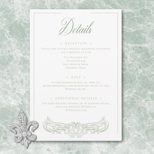 Elegant Green Chinoiserie Bird Crest Wedding Enclosure Card (Elegant Green Chinoiserie Bird Crest Wedding Enclosure Card)