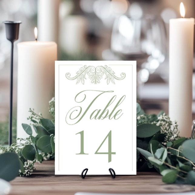 Elegant Green Chinoiserie Bird Crest Wedding Table Number (Creator Uploaded)