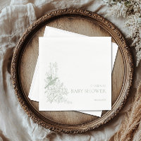 Elegant Green Chinoiserie Nature Birds Baby Shower