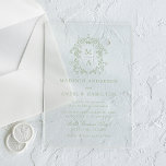 Elegant Green Chinoiserie Victorian Floral Wedding Acrylic Invitations<br><div class="desc">Introducing our Elegant Sage Green Chinoiserie Victorian Floral acrylic wedding invitations. A fusion of timeless elegance and delicate beauty, these invitations feature intricate sage green chinoiserie motifs surrounding the couple's monogram initials amidst Victorian florals with a transparent acrylic background. Set the stage for your wedding with an acrylic invitation that...</div>