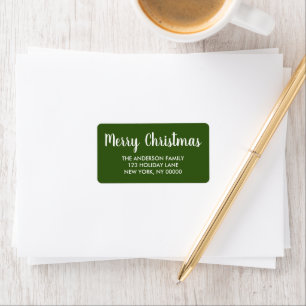 Elegant Green Christmas Custom Family Address  Label