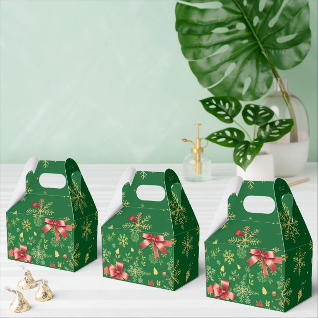 Elegant Green Christmas Gift Wrap Design Favour Box (Multiple)