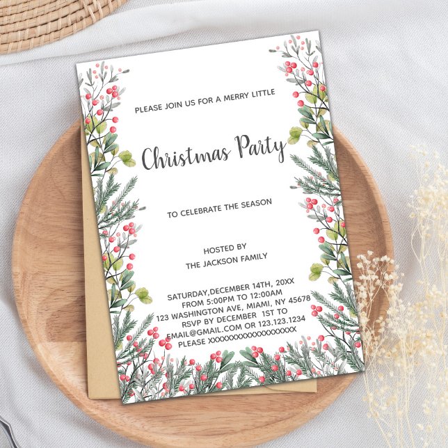 Elegant Green Christmas Holiday Party Invitation (Green Christmas Invitations)