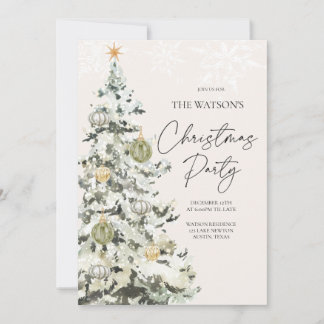 Elegant Green Christmas Party Invitation