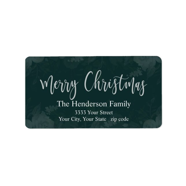 Elegant Green Christmas Return Address Label (Front)
