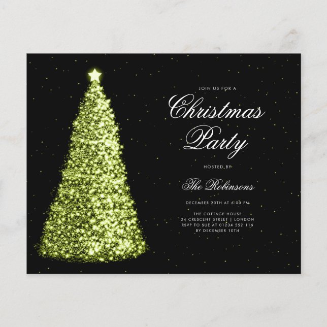 Elegant Green Christmas Tree Invite Program Menu (Front)