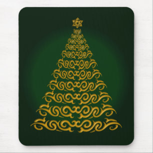 Elegant Green Christmas Tree Mouse Pad