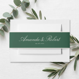 Elegant Green Classy Wedding Invitation Belly Band