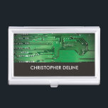 Elegant Green Computer Circuit Board HighTech Business Card Holder<br><div class="desc">Business cards holder with a professional studio photo of a computer circuit board. You can match it with business cards.</div>