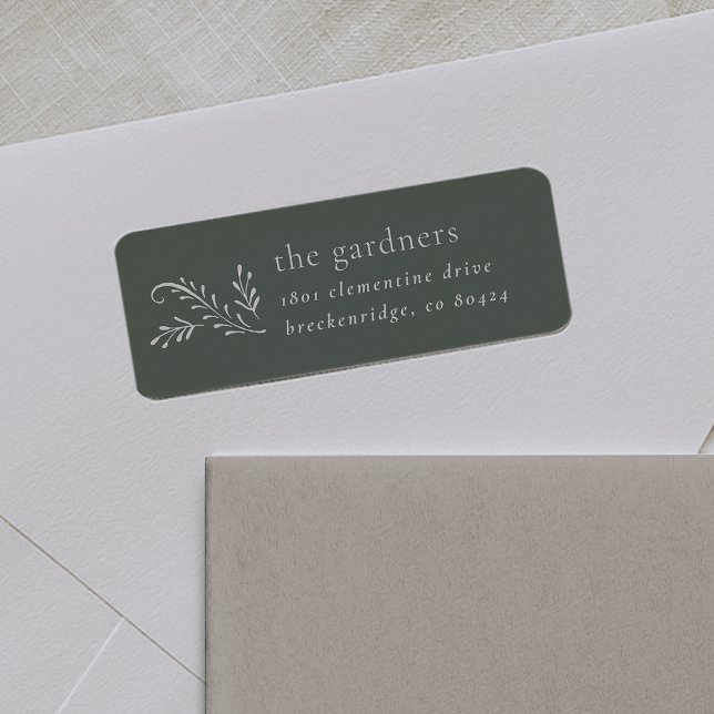 Elegant Green & Cream Botanical Return Address Return Address Label (Creator Uploaded)