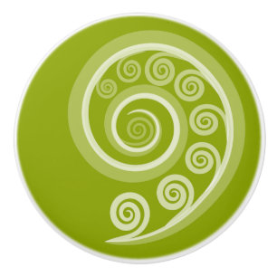 Elegant Green Curls & Swirls Ceramic Knob