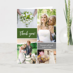 Elegant Green customisable Wedding photos Thank You Card