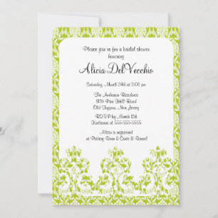 Elegant Green Damask Bridal Shower Invitation