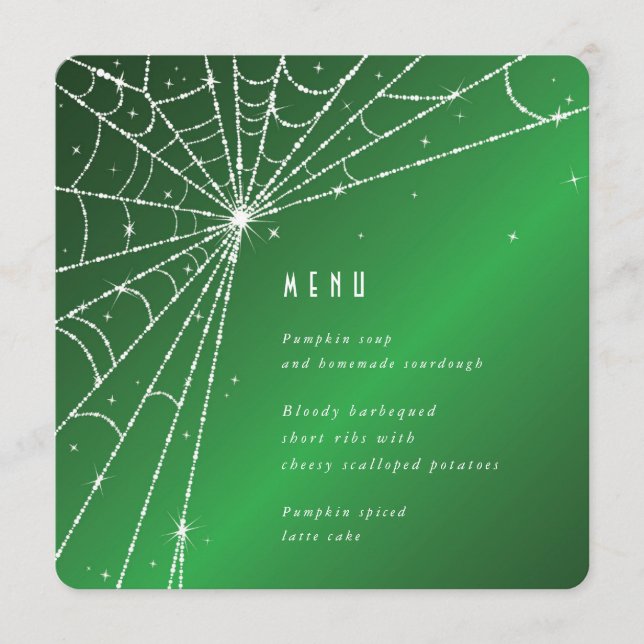 Elegant Green Diamond Spider Web Square/Round Menu (Front)