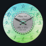 Elegant Green Diamonds 25th Wedding Anniversary Large Clock<br><div class="desc">Elegant green diamonds wedding anniversary clock.</div>