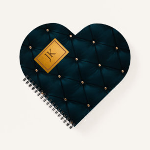 Elegant Green,Diamonds,Monogram  Notebook