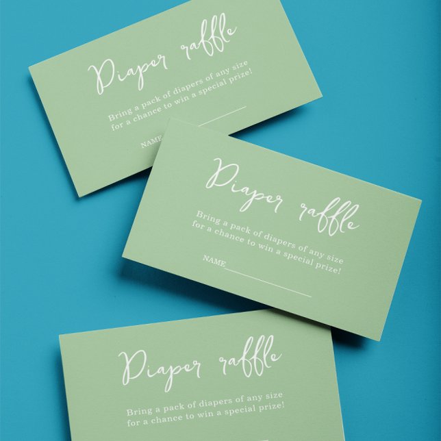 Elegant Green Diaper Raffle Baby Shower  Enclosure Card (Creator Uploaded)
