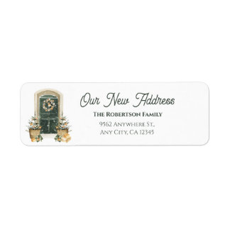 Elegant Green Door New Home Winter Announcement Return Address Label