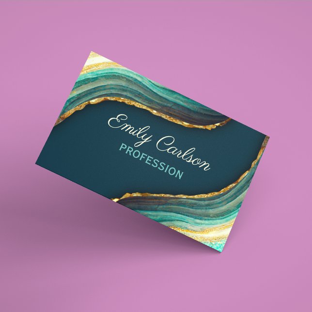 Elegant green emerald marble art faux gold glitter 	Magnetic business card (Creator Uploaded)